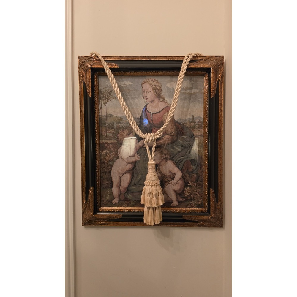 VTG Renaissance Raphael La Belle Jardiniere Professionally Framed Art Tapestry L